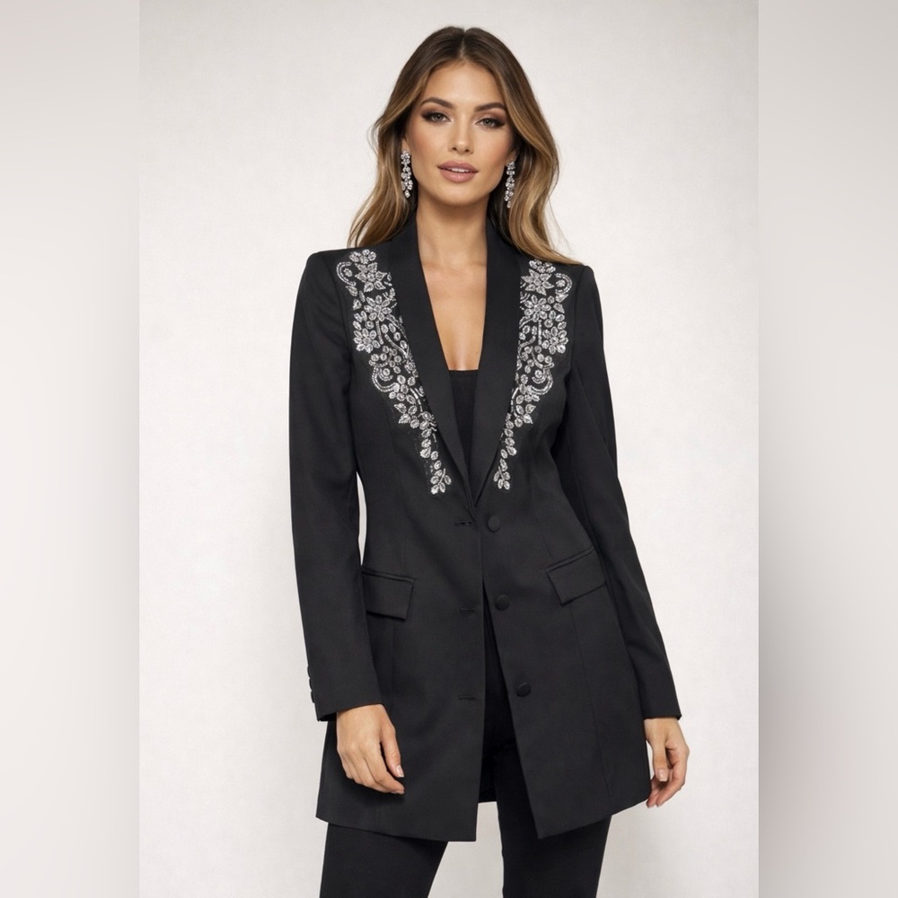 Elegant Black Embellished Women's Jacket